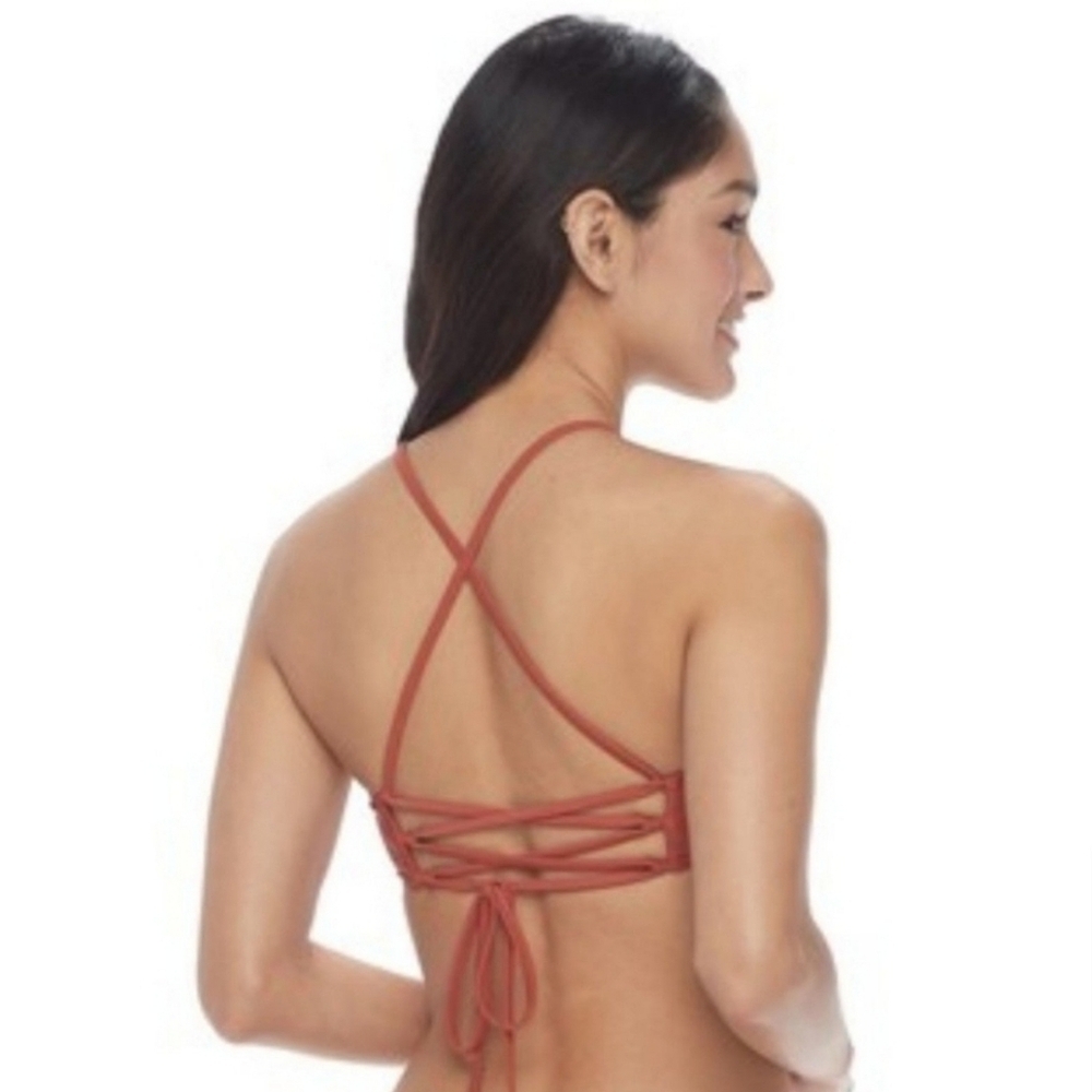 Rust Crochet High-Neck Bikini Set - Size Large - Picture 3 of 8